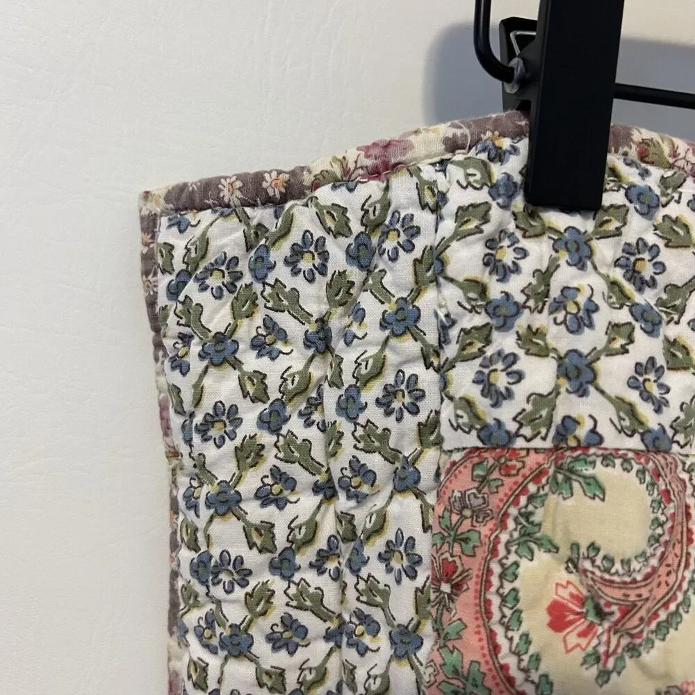Pottery Barn Patchwork Quilted Standard Pillow Cover Sham 20x26 Boho Peasant